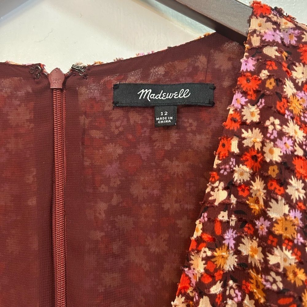 Madewell Long Sleeve Crossover Midi Dress Clipdot Spring Prairie Size 12 - Picture 6 of 6